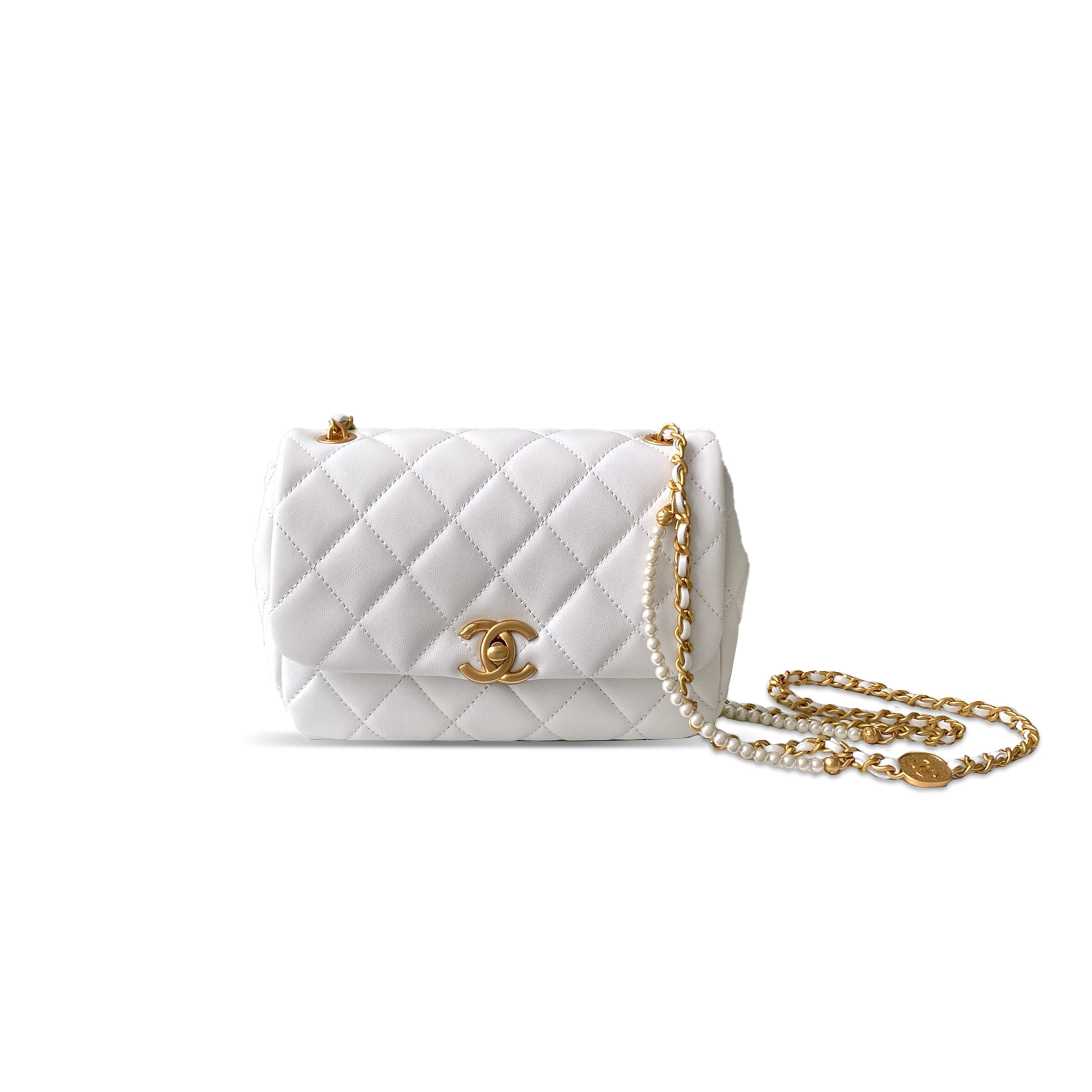 Ch**el 25p camellia pearl small classic flap as5353 (23*15.5*8.5cm)